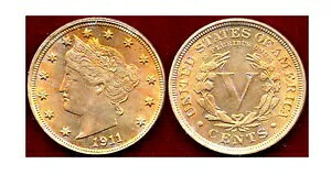 1911 5C-WELL STRUCK & 魅力的な調色- リバティ ニッケル++