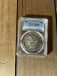 1893-P PCGS �{���̃V���o�[ �����K�� �_���[ �X�N���b�`-F �ׂ����f�B�e�[���̃I���W�i�� �R�C��