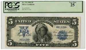 1899 �N $5 ��ؖ��� Fr. 276 �C���f�B�A�� �`�[�t�m�[�g PCGS 25 ���ɏ㎿