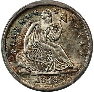 1839 ���o�e�B �V�[�e�b�h �n�[�t �_�C�� �J�[�e���Ȃ� - PCGS MS63 - �f���炵���g�[���ƌ���!