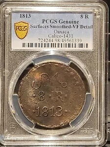 1813 オアハカ、メキシコ 8 Reales*Tierra*Caliente* PCGS VF Detail Morelos Calico-1431