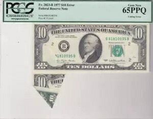 1977 $10 FRN �G���[���� PCGS GEM New 65 PPQ �ؒf����уV���A������G���[
