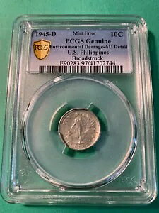 10 CENTAVOS 1945-D PCGS AU DETAILAA̕čtBs u[hgbN ~g G[