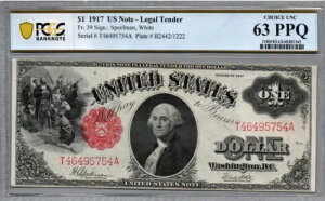 1917 DC $1 č Lg bh V[ PCGS 65 WF UncPPQ FRN39