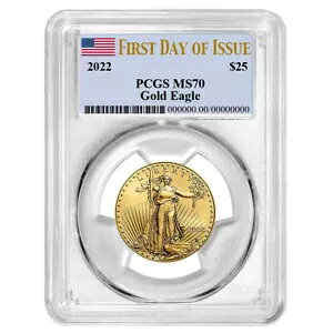 2022 $25 �A�����J�� �S�[���h �C�[�O�� 1/2 �I���X PCGS MS70 FDOI �t���O ���x��