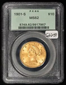 1901-S G$10 ���o�e�B �w�b�h �e�� �_���[ �S�[���h �C�[�O�� - RPD - OGH PCGS MS 62 - G2289