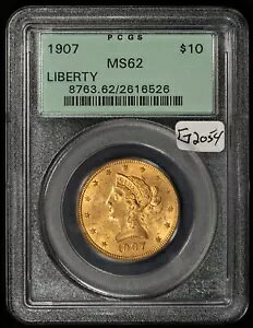 1907 G$10 ���o�e�B �w�b�h �S�[���h �C�[�O�� - �h��ȃt�����X�^�[ - OGH PCGS MS 62 - G2054