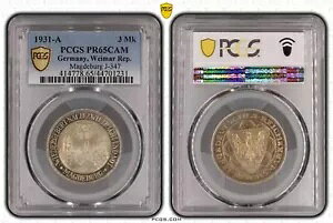 C}[ 3 }[N }NfuN 1931 A Stadtansicht - Pf PCGS PR65CAM 89522