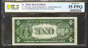 1935 A $1 �V���o�[�ؖ����������]�o�b�N�G���[���� PCGS B VF 35 PPQ