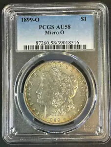 1899-O マイクロ O モーガン シルバー ダラー PCGS AU-58、セミキー デイト