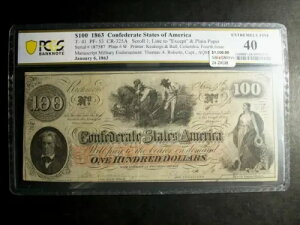 1863 N $100 CSA m[g ^Cv 41 RF g[}X A. o[c PCGS-40 SN5824