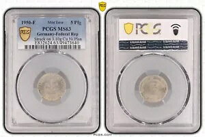 hCc 1950-F 5 Pfg J-382 jbP 3.1g MS63 W{ -  114388-