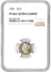 1881 NGC PR66+ �E���g�� �J���I ?? $3,750 PCGS PG?? �v���X �|�b�v ONE ?? Three Cent Beauty