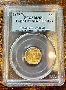 1999-W $5 �S�[���h �A�����J�� �C�[�O�� / SOL ������ PR �_�C PCGS MS69