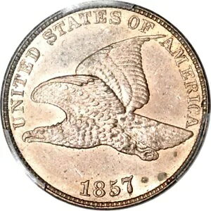 1857 1C Snow-10 �t���C���O �C�[�O�� �Z���g PCGS MS62 (�ʐ^�V�[��)