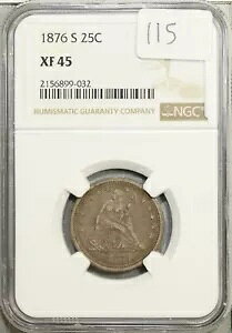 1876-S ���o�e�B �V�[�e�b�h �N�H�[�^�[ 25c NGC XF45 #9-032