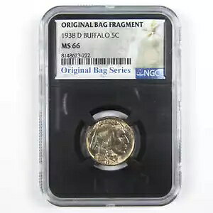 1938 D バッファロー ニッケル MS 66 NGC 5c オリジナル バッグ フラグメント SKU:I14579