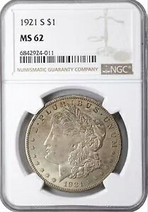 USA Vo[ [K $1 h 1921-S NGC: MS62 #C493