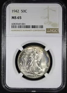 1942 �E�H�[�L���O ���o�e�B �n�[�t�_���[ �O���[�h MS65 by NGC ���C�g�g�[�� ���� GEM PQ+