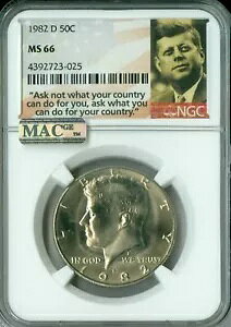 1982 D KENNEDY S n[t_[ NGC MS66 PQ 2ND FINEST REGISTRY MAC X|bgX *