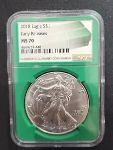 �V���o�[ �_���[ 2018 �V���o�[ �C�[�O�� S$1 ���������[�X NGC MS70 �����X�^�[ �{�b�N�X ���x��