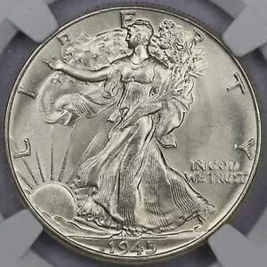 1945 50c �E�H�[�L���O ���o�e�B �n�[�t�_���[ - NGC MS 65