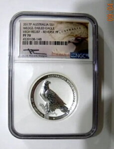 2017P �I�[�X�g�����A HR ���o�[�X �v���[�t WedgedTailed Eagle 1oz �V���o�[ PF70 �}�[�`�����g �V�O