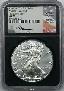 2020 (W) �V���o�[ �C�[�O�� $1 NGC MS70 �����ʁA���s���� Mercanti Auto