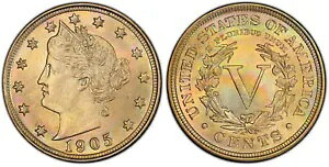1905 5c PCGS MS 66+ ~ �f�G�ȐF�̃��[�|�b�v ���o�e�B �j�b�P��