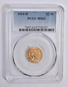 MS63 1914-D $2.50 �C���f�B�A�� �w�b�h �S�[���h �N�H�[�^�[ �C�[�O�� PCGS *0417