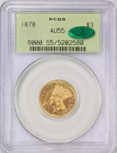1878 P �S�[���h 3 �h�� $3 �C���f�B�A�� �v�����Z�X �w�b�h PCGS AU-55