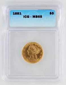 1881 n[t C[O S[h ICG MS65 $5 tBftBA