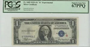 1935 A $1 R �����p�V���o�[�ؖ��� FR 1609 PCGS Superb Gem MS67 PPQ