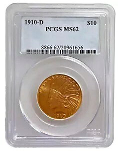 1910-D $10 10 �h�� �C���f�B�A�� �w�b�h �S�[���h �C�[�O�� PCGS MS 62 (1933 �N�ȑO)�A�R�C��: �č�