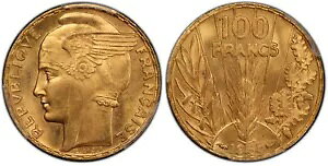 �t�����X�B��O���a���B 1935�N�i�R���k�R�s�A�j�i�E�B���O�jAV 100�t�����B PCGS MS64 KM 880