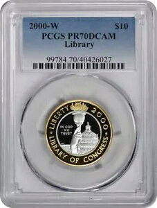 2000-W ���C�u�����L�O $10 �o�C���^�� �S�[���h����уv���`�i PR70DCAM PCGS
