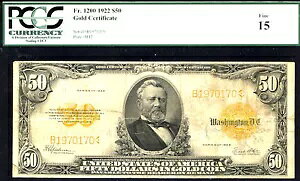 1922 �N�AFR 50 �h�� 1200 ���[�W �T�C�Y �S�[���h - PCGS 15 - �㋉�O���[�h�ł͂킸�� 177