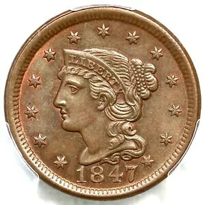 1847 N-19 R-1 PCGS MS 65 BN �҂ݍ��݃w�A ���[�W �Z���g �R�C�� 1c