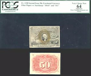 FR#1320 50C (1863-67 )  2  PCGS 64 RARE Pop = 6 [ʉ