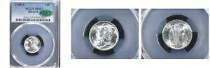 1945-S 10C マイクロ S MS67 PCGS/CAC & PQ-ミント ラスター-マーキュリー ダイム--