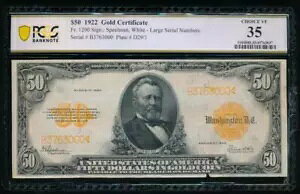 AC Fr 1200 1922 $50 S[hؖ PCGS 35 Rg