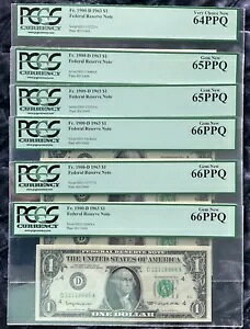 1963 PCGS 64-66�B $1 �t�@���V�[�i���o�[�Y �_�u���N���b�h 6 �Z�b�g�B���A���胏���Z�b�g