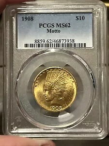 1908 �N�̃��b�g�[ $10 �S�[���h �C���f�B�A�� PCGS MS62