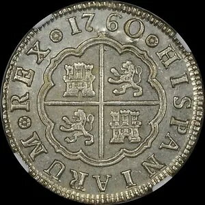 �uFINEST KNOWN�v @ PCGS & NGC MS64 1760 M-JP �X�y�C�� 2 REALE PISTAREEN UBER-LUSTRE