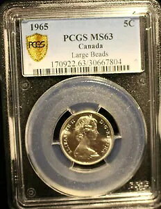 1965 ���[�W �r�[�Y DJ**�A�J�i�_�Y PCGS �O���[�h�A�j�b�P�� 5 �Z���g�A**MS-63** #7804