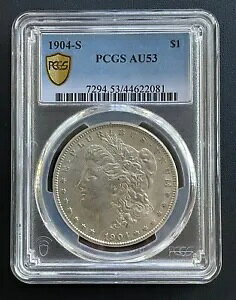 1904-S ���[�K�� �V���o�[ �_���[ 1 �h�� PCGS AU-53�A�n�C�O���[�h�A�Z�~�L�[ �f�C�g �R�C��