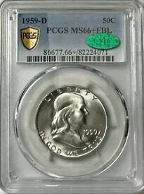 1959-D フランクリン PCGS MS66+FBL CAC - 光沢のあるブラスト ホワイト POP 30/15 のウルトラレア