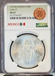 1977 ���L�V�R �V���o�[ 100 �y�\ S100P LOW 77 NGC MS 67 �W�F�� BU �u���C�W���O ���X�^�[