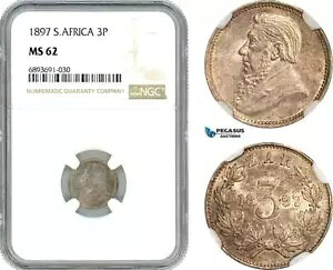 AJ993�A��A�t���J (ZAR) �X���[�y���X (3P) 1897�A�v���g���A�~���g�A�V���o�[�ANGC MS62