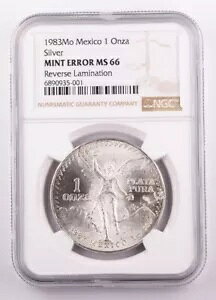 1983Mo 1 Onza Mexico NGC Mint Error MS 66 ���o�[�X���~�l�[�V�����F��V���o�[